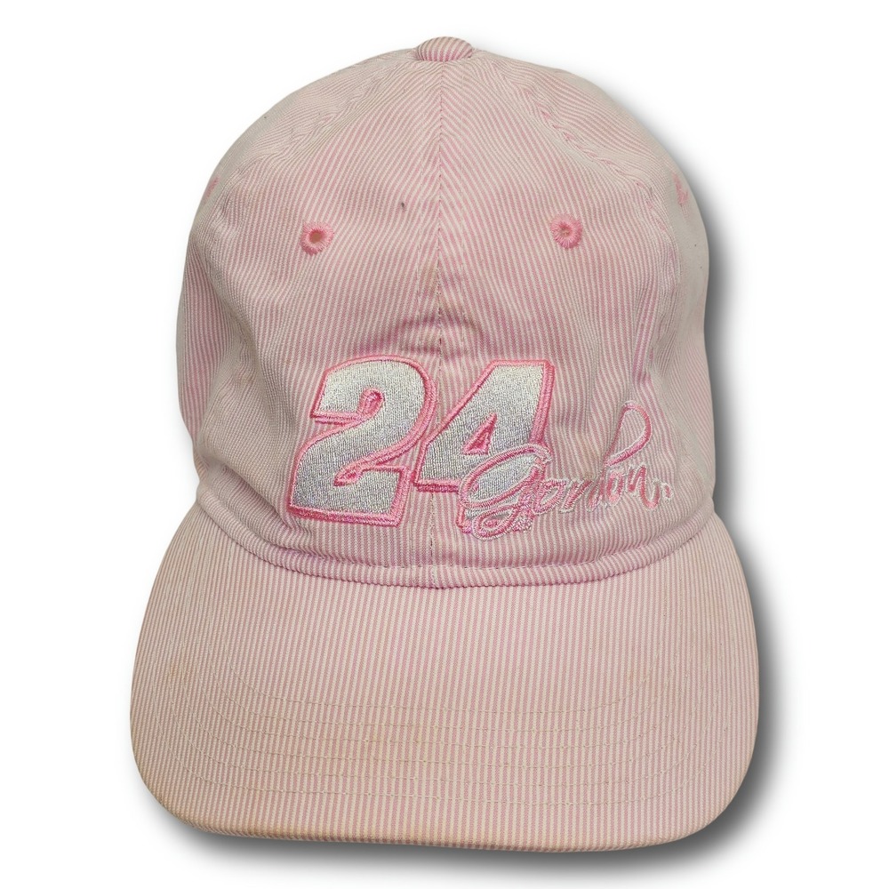 Chase Authentics Jeff Gordon 24 Hat Womens OSFA Pink Seersucker Good NASCAR Cap